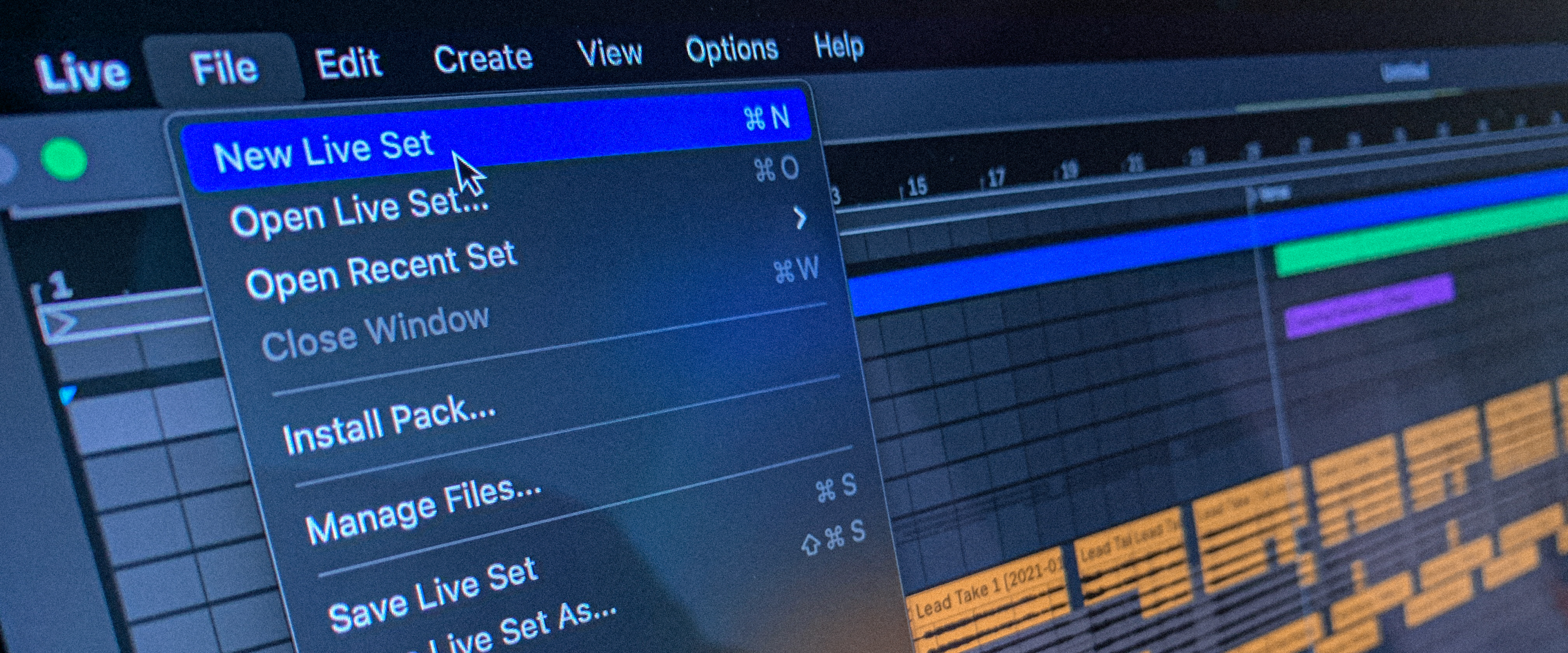 Close-up of Ableton Live's